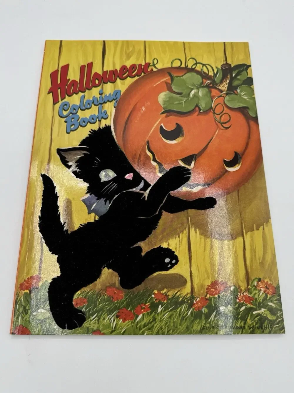 Golden Books Halloween Coloring Book Black Cat Pumpkin Fuzzy Velvet Cover